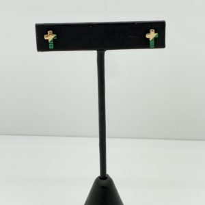 Earrings- Cross Green Malachite