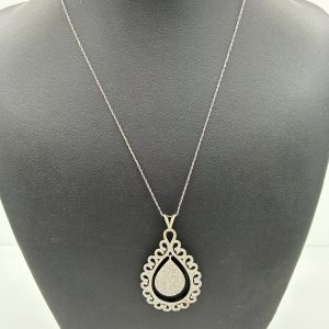 Necklace- Chain W Diamond Teardrop Pendant