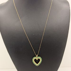 Necklace- Chain W/ Emerald Heart
