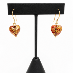 Earrings-Dangle Red Hearts-069