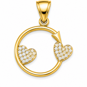 Pendant- Open Circle Double Heart