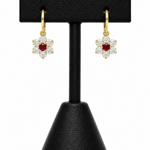 Earrings-Ruby Dangle Flower-63-3